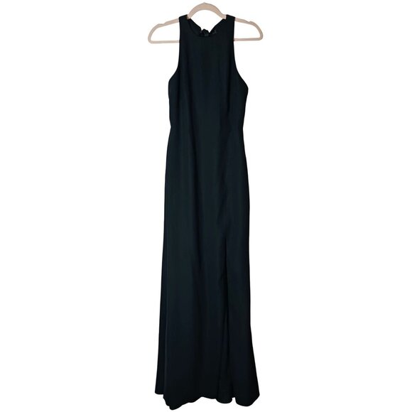 NEW Dessy Collection Cutout Open-Back Halter Maxi Dress‎ Scarf Tie Evergreen 4 - Picture 4 of 16